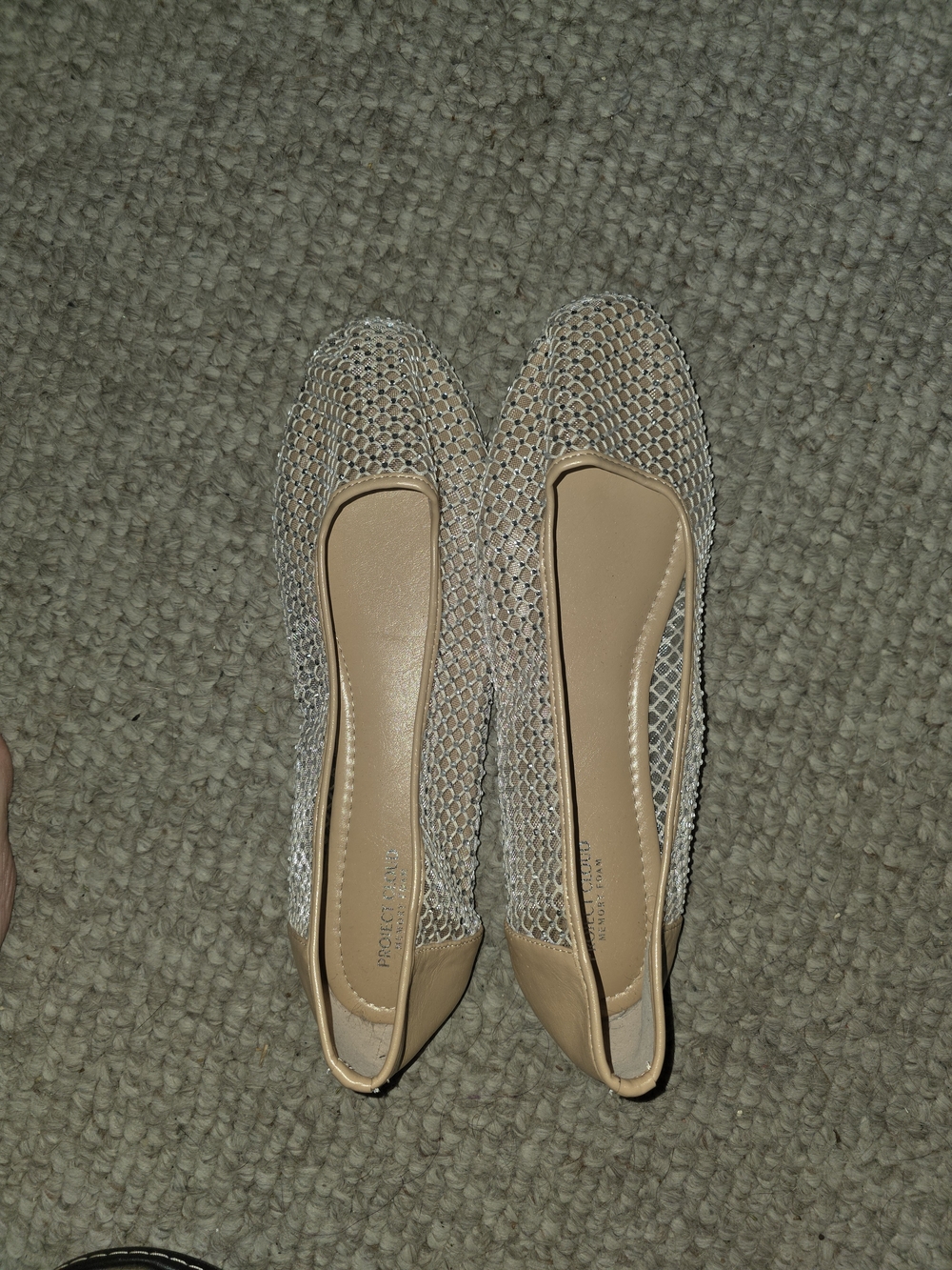 Beige Mesh Ballet Flats - Women